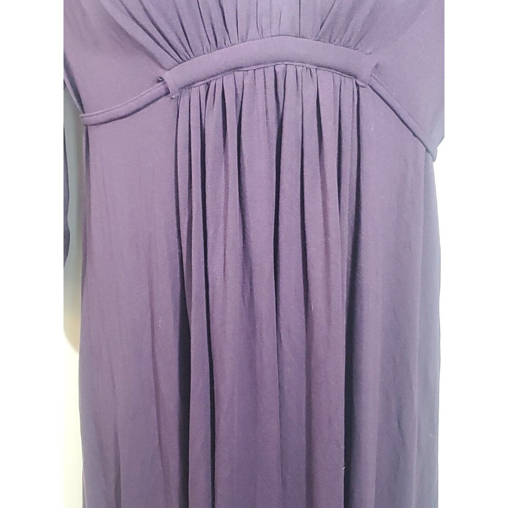 Olian Large Stretch Empire Waist Long Sleeve V-Neck Belt Purple Maternity Dress - Picture 5 of 11